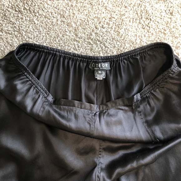 SOLD Citron Santa Monica Silk Elegant Wide Leg Pants XL Black - Picture 2 of 9